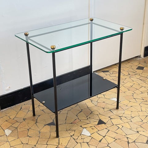 Console verre et métal, 1960