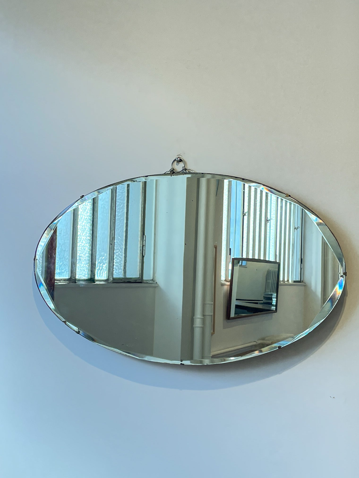 Miroir oval horizontal biseauté